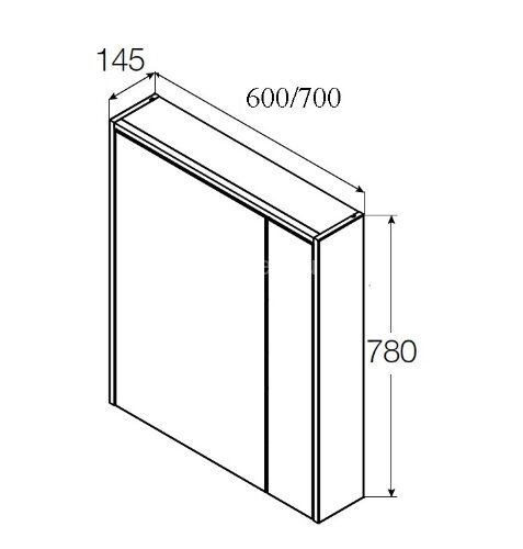 RONDA Шкаф зеркальный 600 мм, бетон/белый матовый