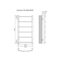 Полотенцесушитель водяной AZARIO VERONA 400/800 6 секций, нижнее/диагональное подключение, 1/2&quot;, хро
