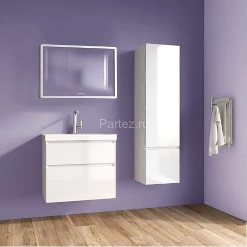 Комплект тумба Azario Velluto 70 700х450х660 подвесная, с раковиной Slim 70, белый матовый (CS000886