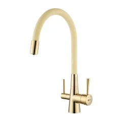 Смеситель Lemark Comfort LM3075G-Beige для кухни с гибким изливом, с подключением к фильтру с питьев