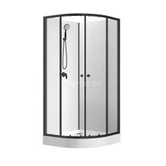 Душевая кабина Loranto NEO 90x90x(190+15) с низким поддоном 15см, прозрачное закаленное стекло 5 мм, профиль черный-матовый (CS-21800)