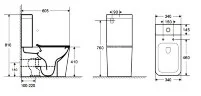 Унитаз-компакт Azario Quadro 605x340x810 напольный, безободковый с сидением микролифт и арматурой, б