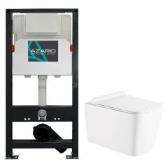 Сет AZARIO NEW Инсталляция 3/6л + подвесной унитаз Azario Mona 530x360x365 с быстросъемным сиденьем 