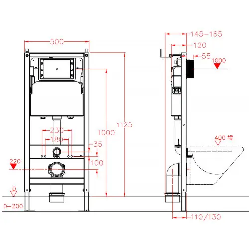Сет AZARIO NEW Инсталляция 3/6л + подвесной унитаз Azario Mona 530x360x365 с быстросъемным сиденьем 
