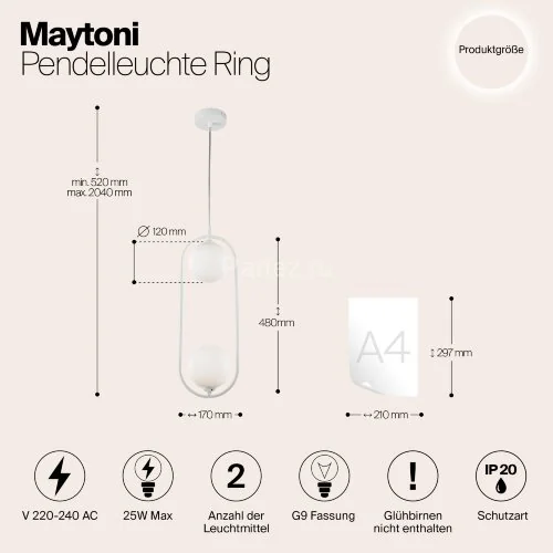 Подвесной светильник Maytoni MOD013PL-02W