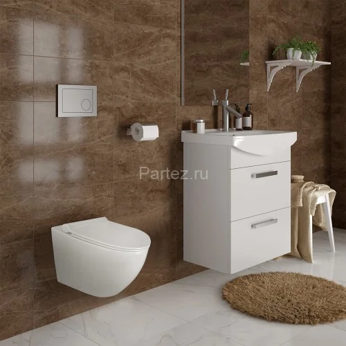 Унитаз подвесной Azario Geno 490х360х360 безободковый, с ультратонким сиденьем микроклифт (AZ2196D)