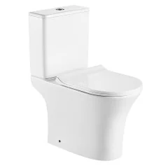 Унитаз-компакт AZARIO FRETTA ROUND 650x340x790 напольный, безободковый, в комплекте с бачком и сиден