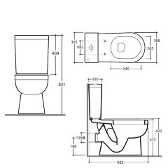 Унитаз-компакт КЕРАМИН Бергамо Нова Дуал с сиденьем Slim микролифт, белый