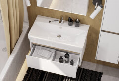 Тумба под раковину Акватон Марти 80 см, подвесная, цвет белый (1A283201MY010)