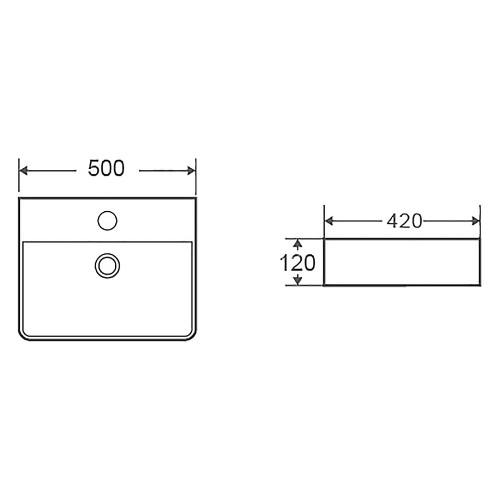 Раковина накладная Azario 500х420х120 прямоугольная, черный матовый (AZ-2173-S-MB)