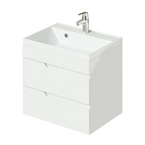 Комплект тумба Итана Sky 60 600х450х560 подвесная, с раковиной Clarissa 60, белый глянец (CS00092793