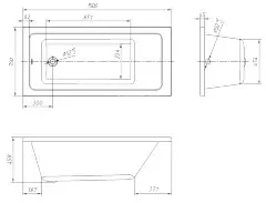Ванна пристенная Loranto Novaro La 1500х700, ABS пластик, белая (CS00078466)
