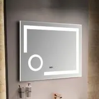 Зеркало с LED-подсветкой MELANA-8060 подогрев/часы/космет.зеркало (MLN-LED090)