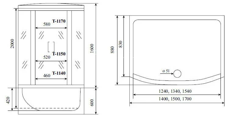 Timo Comfort T-8870 Clean Glass душевая кабина (170*88*220), шт