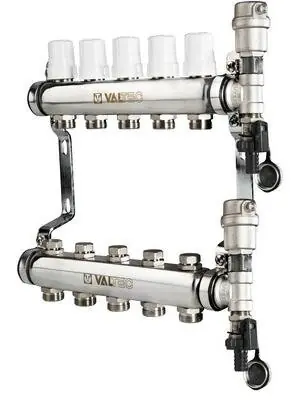 Коллекторная группа НЕРЖ. в сборе 1"х5х3/4"ЕК VALTEC