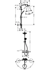 27116000 Raindance Select S 240 Showerpipe EcoSmart, поворотный держатель 450 мм, ½’
