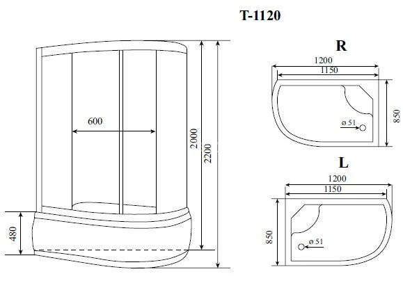 Timo Comfort T-8820L Clean Glass душевая кабина (120*85*220), шт