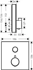 15737600 ShowerSelect Glass Термостат ShowerSelect для одного потребителя, стеклянный, СМ, черный/хр