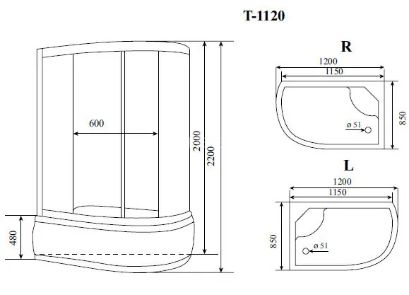 Timo Comfort T-8820R Clean Glass душевая кабина (120*85*220), шт
