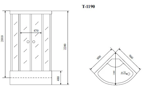 Timo Comfort T-8890 P Clean Glass душевая кабина (90*90*220), шт