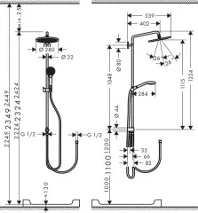 26793000 Croma Select S 280 Air 1jet Showerpipe Reno EcoSmart