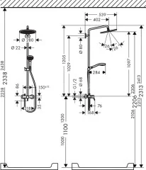 26791000 Croma Select 280 Air 1jet Showerpipe с однорычажным смесителем