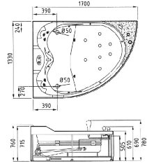 Акриловая ванна Gemy G9086 K L