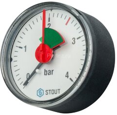 Манометр акс. с указателем предела D50 мм 4 бар 1/4" STOUT