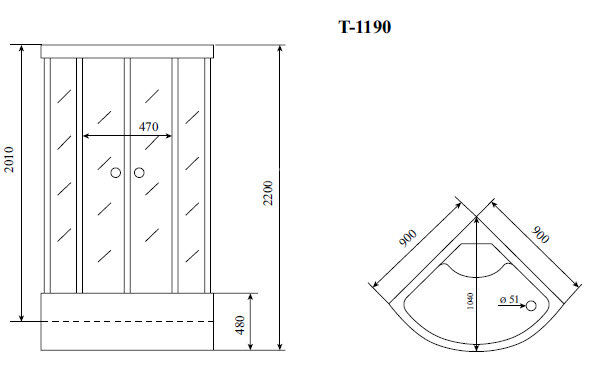 Timo Standart T-6690 Silver душевая кабина (90*90*220), шт