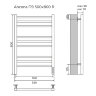 Полотенцесушитель электрический AZARIO ANCONA 500/800 квадрат, 9 секций, диммер справа, белый (AZ718