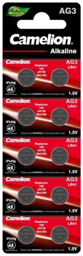 Элемент питания алкалиновый "таблетка" LR41/392A/192/G 3 Mercury Free AG3-BP0%Hg для часов BL-10 (бл