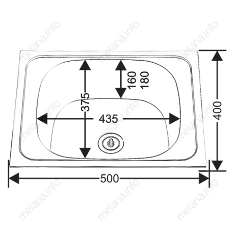 Мойка 5040 MELANA 0,4/160 накладная прямоугольная (091 t *20)