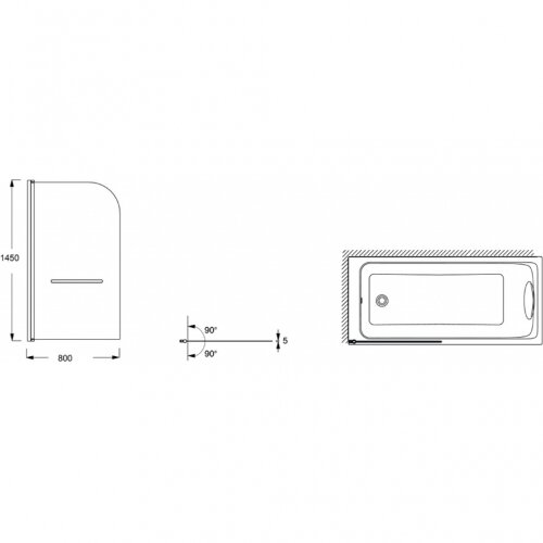 Шторка для ванны распашная Jacob Delafon Odeon Up 80х145 цвет профиля хром (E4932-GA)