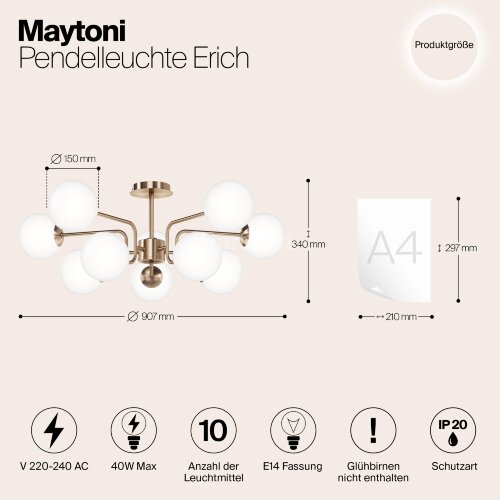 Потолочная люстра Maytoni MOD221PL-10G