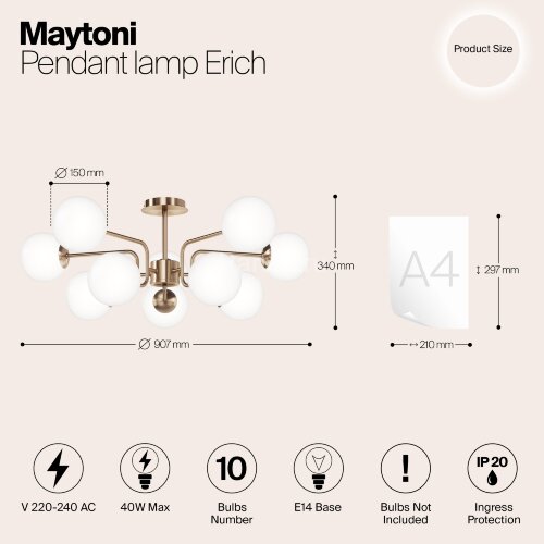 Потолочная люстра Maytoni MOD221PL-10G