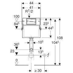 Смывной бачок скрытого монтажа Geberit Delta 12 см, 6/3 литра, фронтальная установка (109.100.00.1)