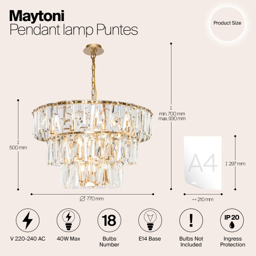 Подвесная люстра Maytoni MOD043PL-18G