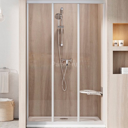 Душевая дверь Ravak раздвижная 111х198, толщина полотна 3мм универсальная, цвет профиля сатин