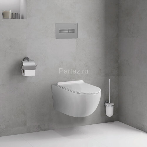 Сет LORANTO Инсталляция с кнопкой Line хром матовая + унитаз FATTO с сиденьем микролифт (4501+7321+C