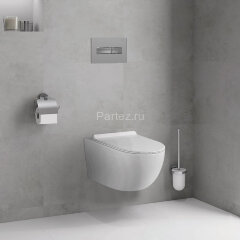 Сет LORANTO Инсталляция с кнопкой Line хром матовая + унитаз FATTO с сиденьем микролифт (4501+7321+C