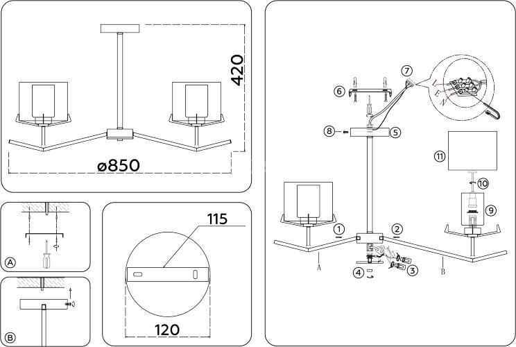 Потолочная люстра Ambrella LH57002
