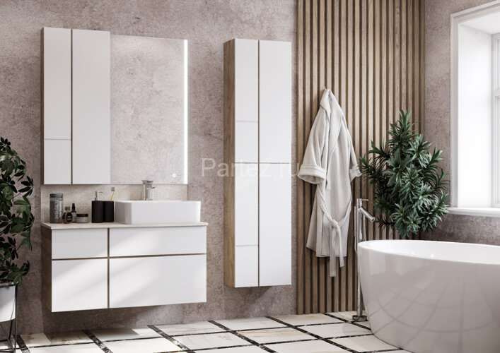 Модуль для зеркала AQUATON Мишель 43 дуб эндгрейн, белый (1A244203MIX40)