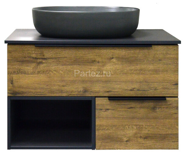 Тумба подвесная Azario Gris 75 750х500х560 с нишей, без столешницы, цвет Дуб Веллингтон (CS00080429)