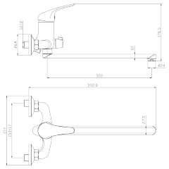 Смеситель Rossinka Y40-32 для ванны универсальный