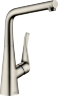 14821800 Metris 320 Кухонный смеситель, однорычажный, с вытяжным изливом, под сталь