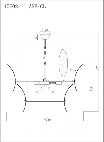 Подвесная люстра iLamp 15602-11 ANB+CL