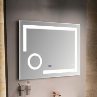 Зеркало с LED-подсветкой MELANA-8060 подогрев/часы/космет.зеркало (MLN-LED090)
