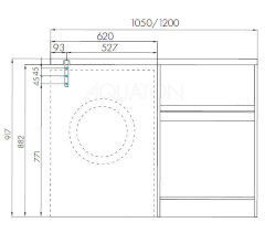 Раковина - столешнца AQUATON Лондри 1200 белая, правая (1A72243KLH010)