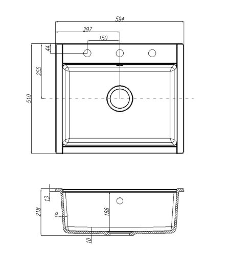 Кухонная мойка AQUATON Делия 60, серая (1A715232LD230)