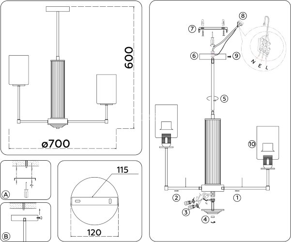 Потолочная люстра Ambrella LH56217